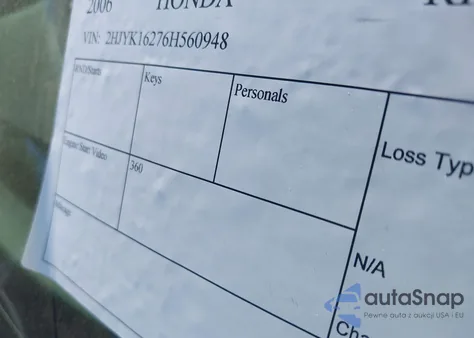 2006 Honda Ridgeline Rt from USA, damaged, VIN 2HJYK16276H560948